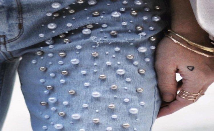 پارچه مروارید دوزی جین و کتان