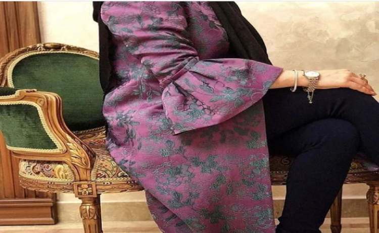 مانتو ژاکارد با آستین پفی