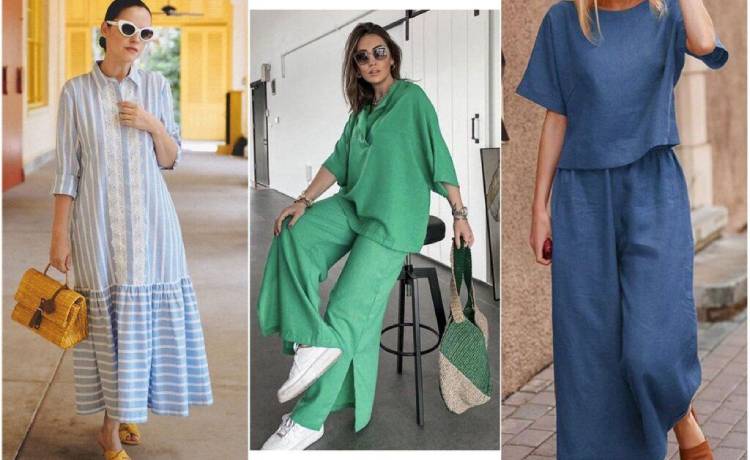 شومیز نخی و دامن کتان