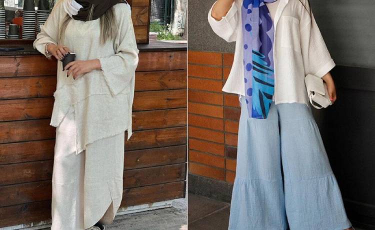 شومیز نخی و دامن کتان