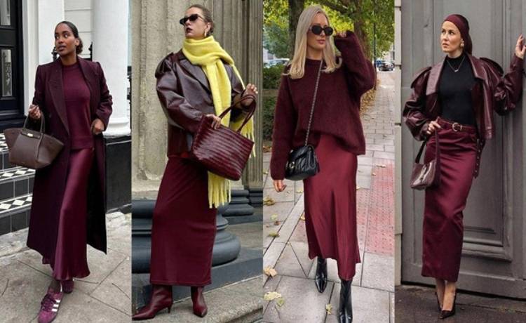 استایل پاییزی با رنگ زرشکی