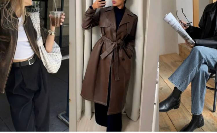 کت چرمی با شلوار پارچه‌ای و کفش بوت