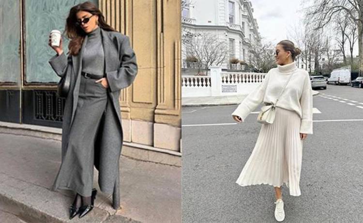 استایل زمستانی با دامن