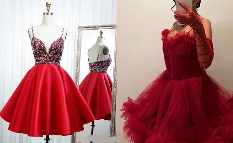 مدل لباس مجلسی کوتاه ساده و شیک پرنسسی با دامن پف‌دار