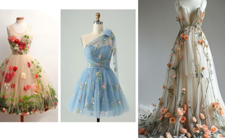 لباس مجلسی با تور و کارهای دستی