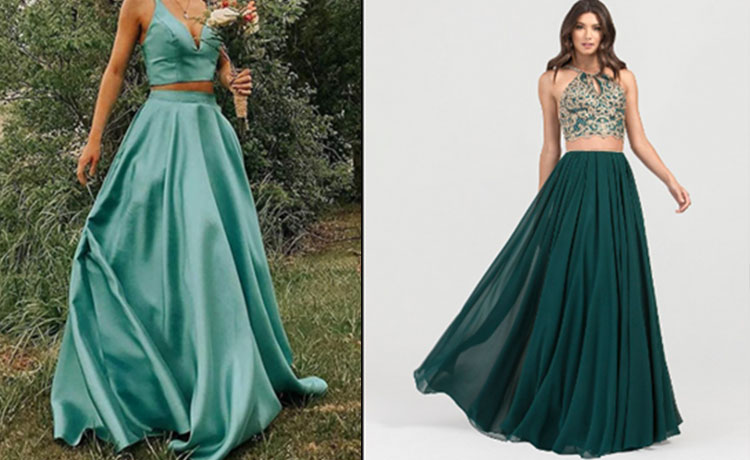 پیراهن مجلسی دو تکه با دامن بلند