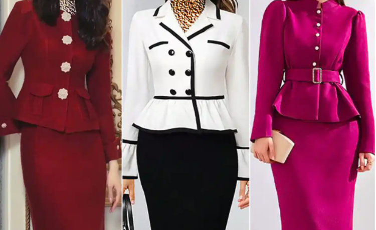 کت و دامن با آستین پفی یا طراحی خاص