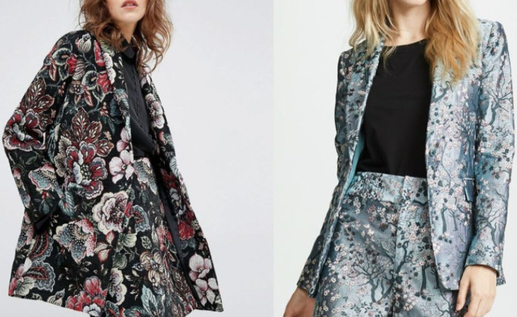 کت و دامن با پارچه ژاکارد یا برجسته