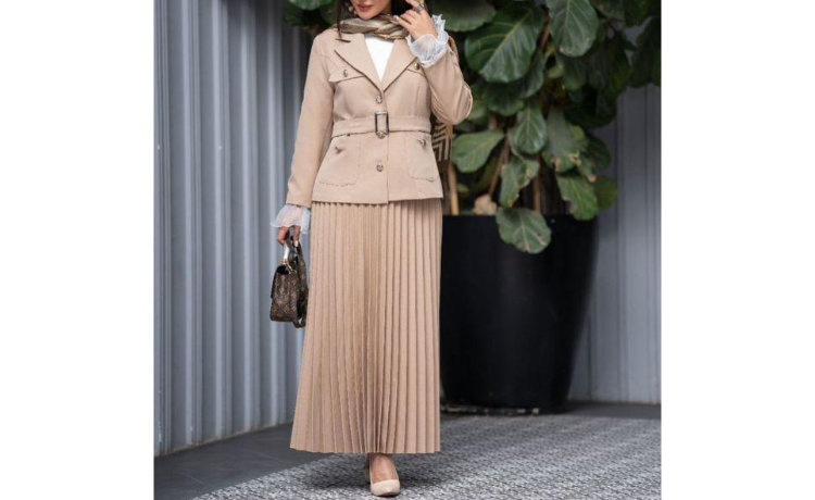 کت و دامن کمربنددار