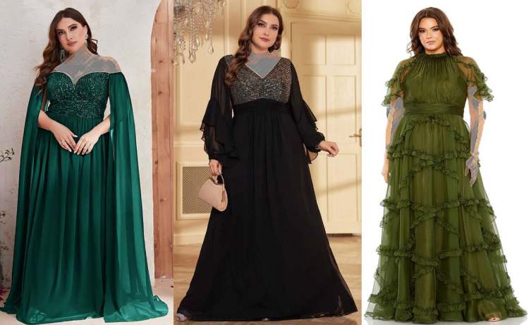 مدل لباس مجلسی سایز بزرگ سنگ دوزی