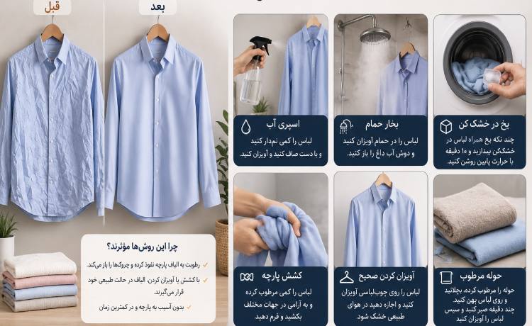 چگونه لباس چروک را بدون اتو صاف کنیم