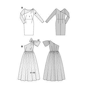 الگو خیاطی لباس مجلسی زنانه بوردا استایل کد 6868 سایز 34 تا 44 متد مولر