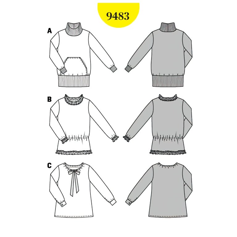 الگو خیاطی تونیک و پیراهن دخترانه بوردا کیدز کد 9483 سایز 7 تا 13 سال متد مولر
