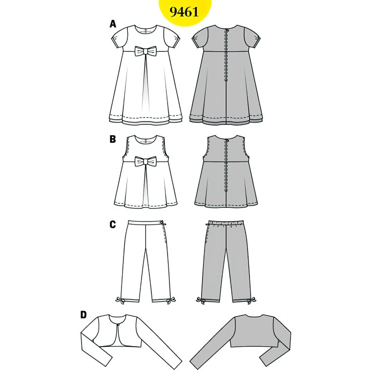 الگو خیاطی کت و پیراهن و شلوار دخترانه بوردا کیدز کد 9461 سایز 3 تا 8 سال متد مولر