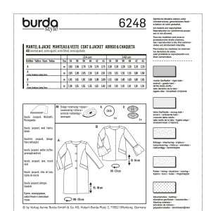 خرید آنلاین الگو خیاطی کت و مانتو زنانه بوردا استایل کد 6248 سایز 34 تا 44 متد مولر