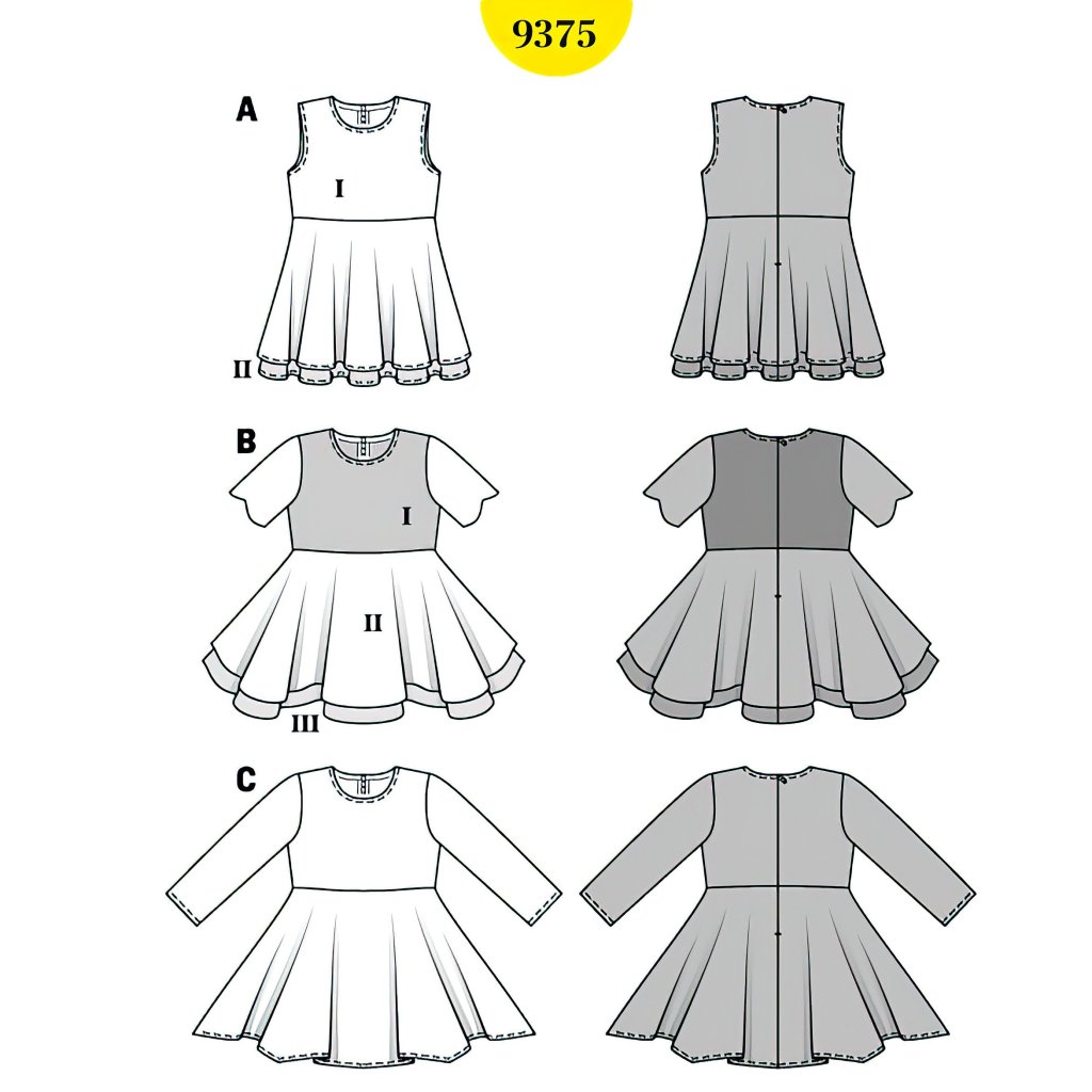 الگو خیاطی پیراهن مجلسی دخترانه مجله بوردا استایل کد 9375 متدمولر سایز 18 ماه تا 6 سال
