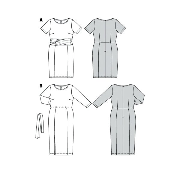الگو خیاطی پیراهن زنانه بوردا استایل کد 6304 سایز 46 تا 56 متد مولر