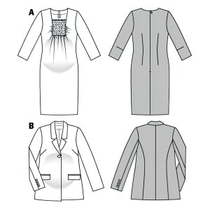 الگو خیاطی کت و پیراهن بارداری بوردا استایل کد 7163 سایز 34 تا 46 متد مولر