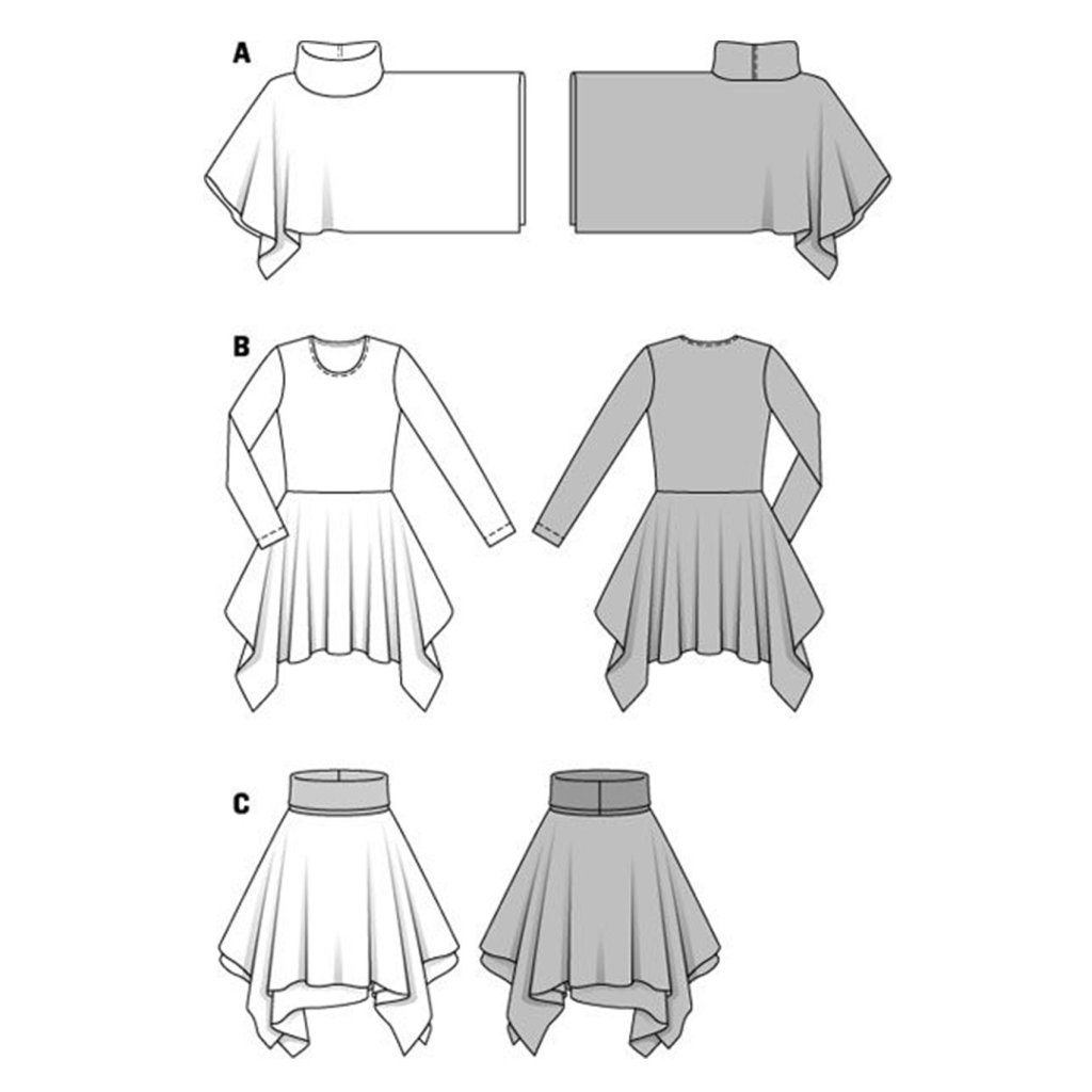 الگو خیاطی پانچو و دامن و پیراهن زنانه بوردا استایل کد 7144 سایز 36 تا 46 متد مولر