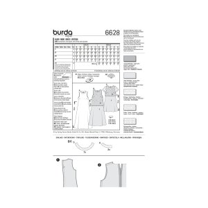 فروش اینترنتی الگو خیاطی پیراهن و سارافون زنانه بوردا استایل کد 6628 سایز 34 تا 44 متد مولر