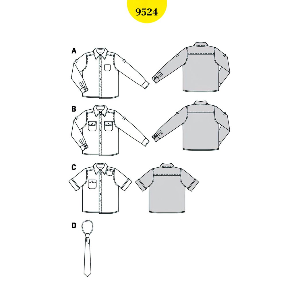 فروش اینترنتی الگو خیاطی پیراهن پسرانه بوردا کیدز کد 9524 سایز 7 تا 13 سال متد مولر