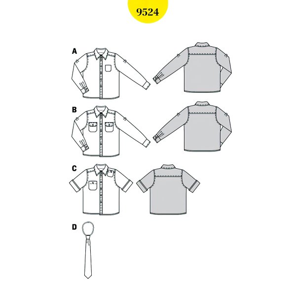 الگو خیاطی پیراهن پسرانه بوردا کیدز کد 9524 سایز 7 تا 13 سال متد مولر