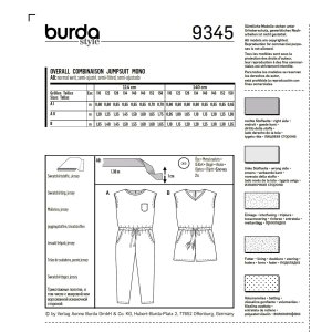 فروش اینترنتی الگو خیاطی لباس کودک بوردا کیدز کد 9345 سایز 6 تا 13 سال متد مولر