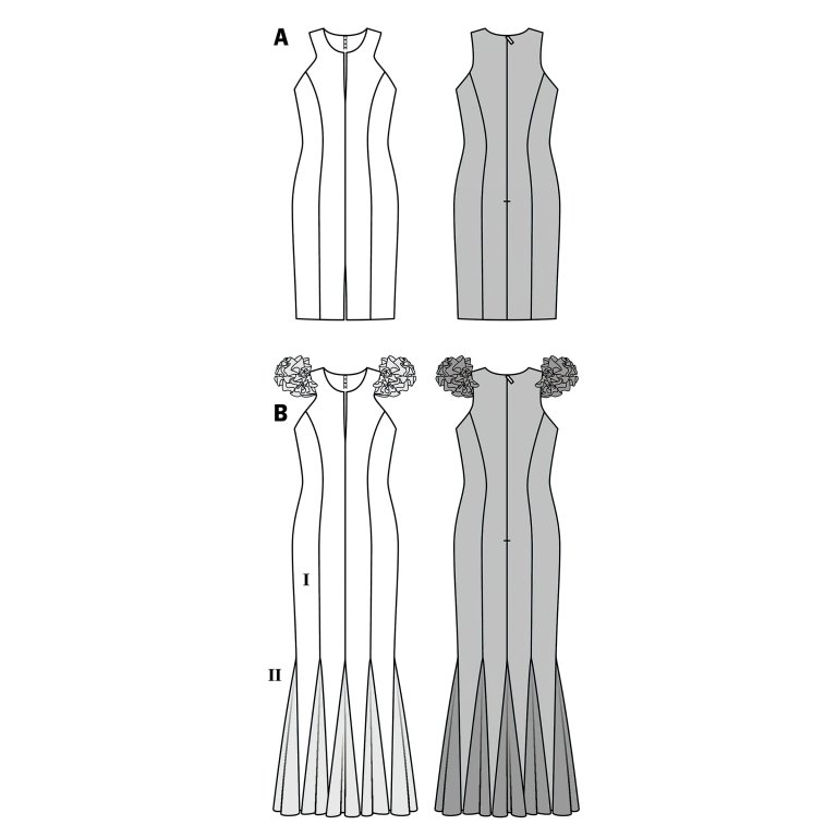 الگو خیاطی پیراهن مجلسی زنانه بوردا استایل کد 6995 سایز 32 تا 42 متد مولر