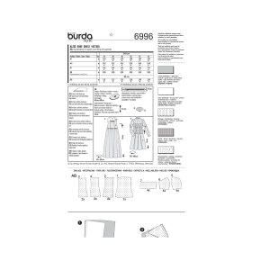 خرید اینترنتی الگوی خیاطی پیراهن مجلسی زنانه بوردا استایل کد 6996 سایز 34 تا 44 متد مولر