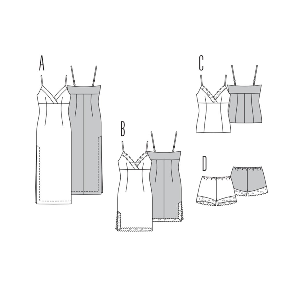 خرید اینترنتی الگو خیاطی ست لباس خواب زنانه بوردا استایل کد 7186 سایز 36 تا 56 متد مولر