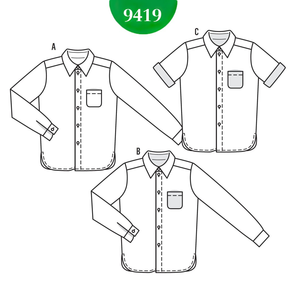 خرید اینترنتی الگو خیاطی پیراهن پسرانه بوردا کیدز کد 9419 سایز 7 تا 13 سال متد مولر