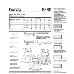 فروش اینترنتی الگو خیاطی پیراهن کودک بوردا کیدز کد 9389 سایز 2 تا 7 سال متد مولر