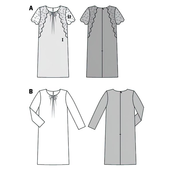 الگو خیاطی پیراهن زنانه بوردا استایل کد 6706 سایز 36 تا 46 متد مولر