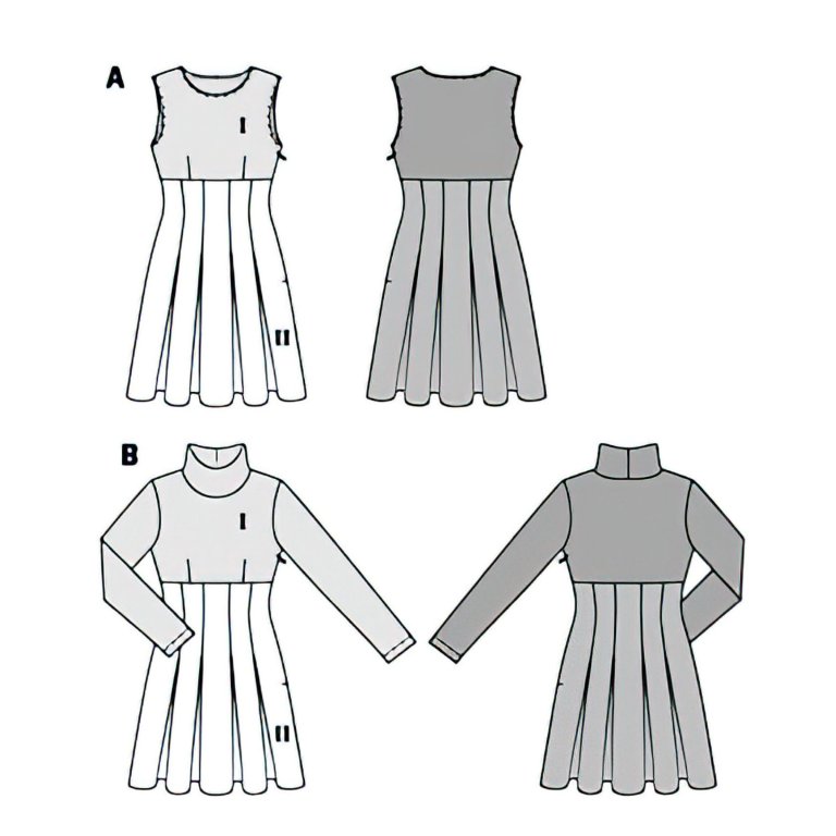 الگو خیاطی پیراهن زنانه بوردا استایل کد 6594 سایز 32 تا 42 متد مولر