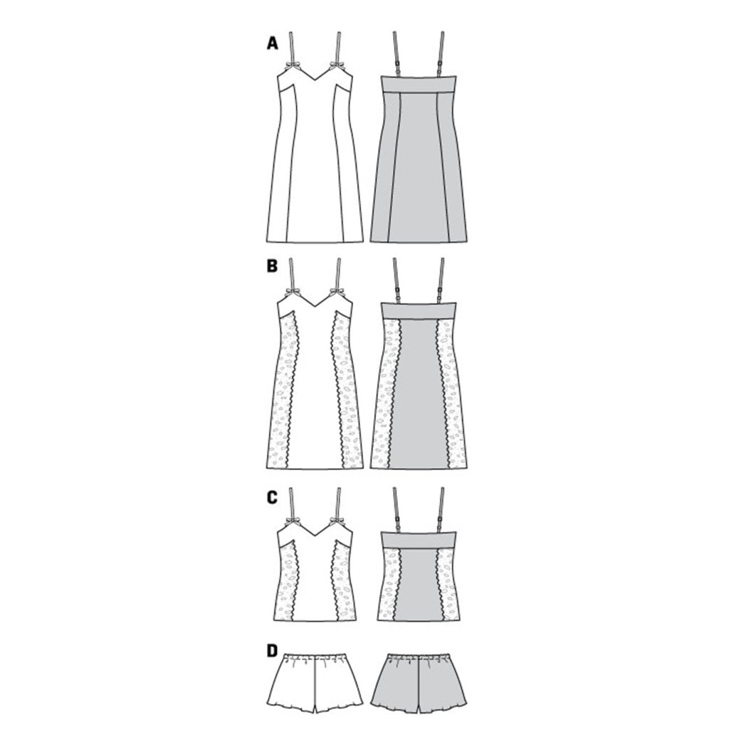 الگوی خیاطی ست لباس خواب زنانه بوردا استایل کد 7418 سایز 34 تا 44 متد مولر