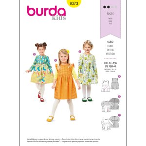 الگو خیاطی پیراهن کودک مجله بوردا استایل کد 9373 سایز 18 ماه تا 6 سال متدمولر
