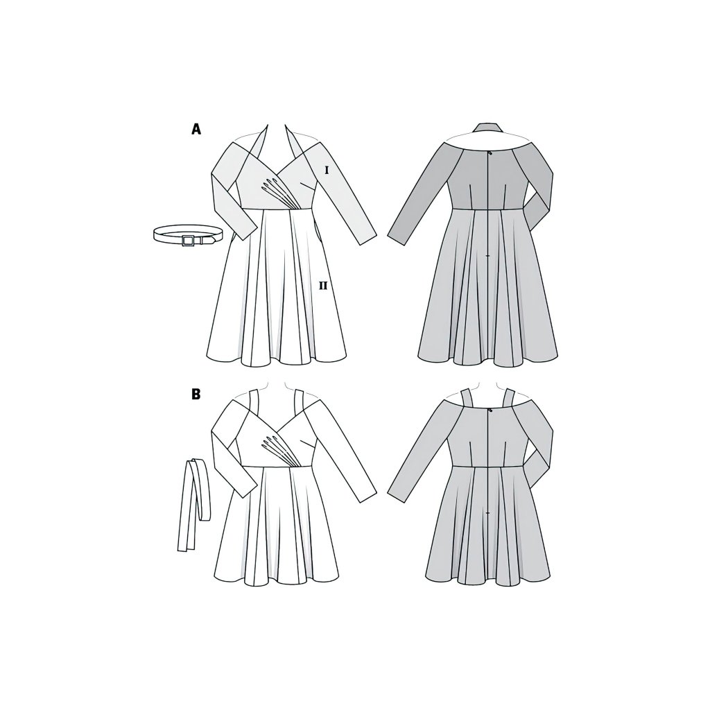 الگو خیاطی پیراهن مجلسی زنانه بوردا استایل کد 6390 سایز 46 تا 56 متد مولر