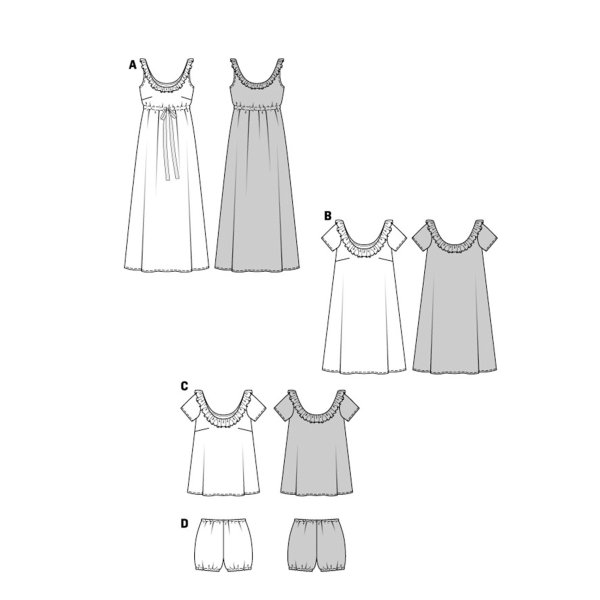 الگوی خیاطی ست لباس خواب زنانه بوردا استایل کد 7109 سایز 36 تا 50 متد مولر