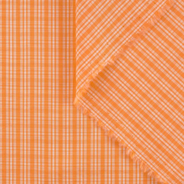 پارچه کتان 100٪ ‍‍‍‍‍‍پنبه +A نارنجی سفید راه راه 1