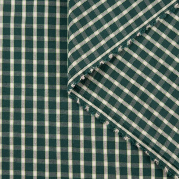 پارچه پیراهنی سفید سبز چهارخانه 1