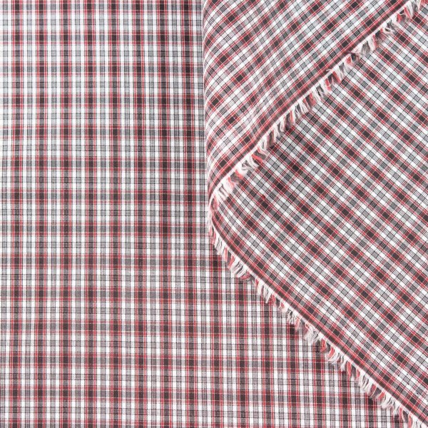 پارچه پیراهنی قرمز مشکی سفید چهارخانه ریز 12
