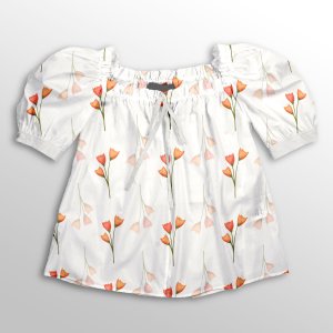 خرید اینترنتی پارچه لباس پارچه باما مدل کرپ بوگاتی گل فانتزی کد 6011308