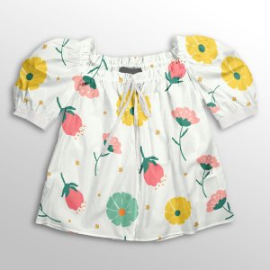 خرید اینترنتی  پارچه لباس پارچه باما مدل کرپ بوگاتی طرح گلهای رنگارنگ کد 6011283