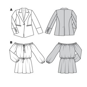 خرید آنلاین الگوی خیاطی کت و پیراهن زنانه بوردا استایل کد 7421 سایز 34 تا 46 متد مولر