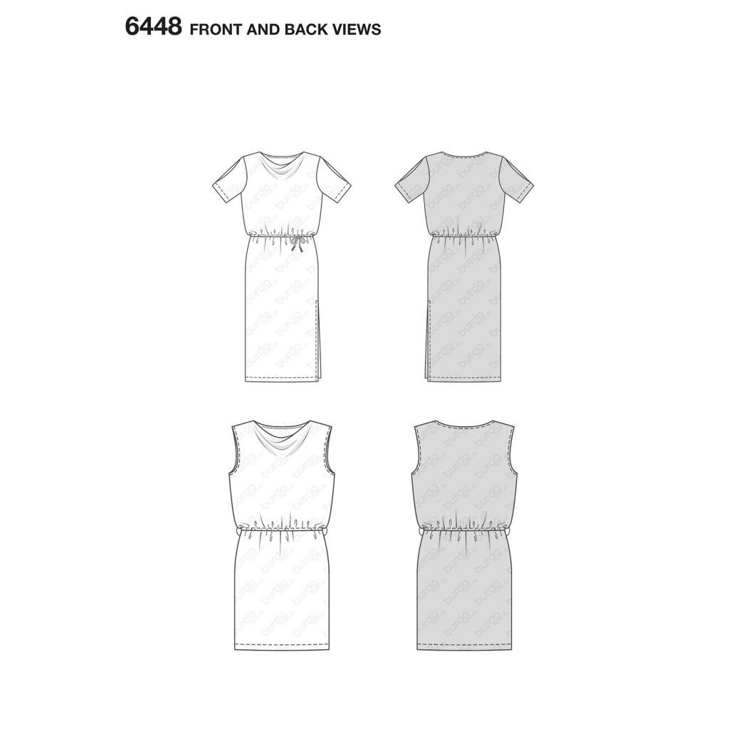 خرید آنلاین الگو خیاطی پیراهن زنانه بوردا استایل کد 6448 سایز 46 تا 56 متد مولر