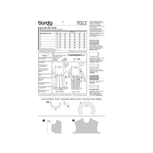 خرید اینترنتی الگو خیاطی پیراهن مجلسی زنانه بوردا استایل کد 7012 سایز 32 تا 42 متد مولر