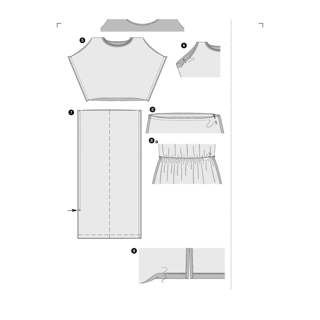 فروش اینترنتی الگو خیاطی پیراهن زنانه بوردا استایل کد 6414 سایز 34 تا 44 متد مولر