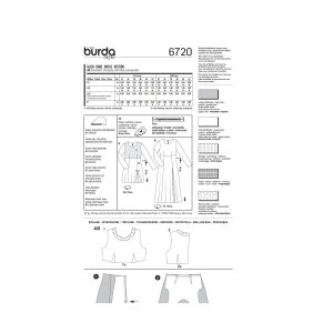 خرید آنلاین الگو خیاطی پیراهن مجلسی زنانه بوردا استایل کد 6720 سایز 32 تا 42 متد مولر