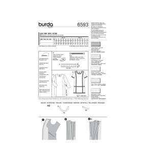 فروش اینترنتی الگو خیاطی پیراهن زنانه بوردا استایل کد 6593 سایز 32 تا 44 متد مولر