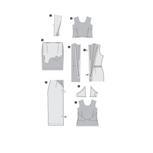 فروش اینترنتی الگو خیاطی پیراهن زنانه بوردا استایل کد 6522 سایز 34 تا 44 متد مولر